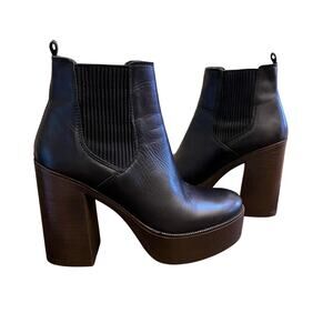 Steve Madden Geanna Chelsea Chunky Platform  Boots Black Leather Size 9 Y2K 90s